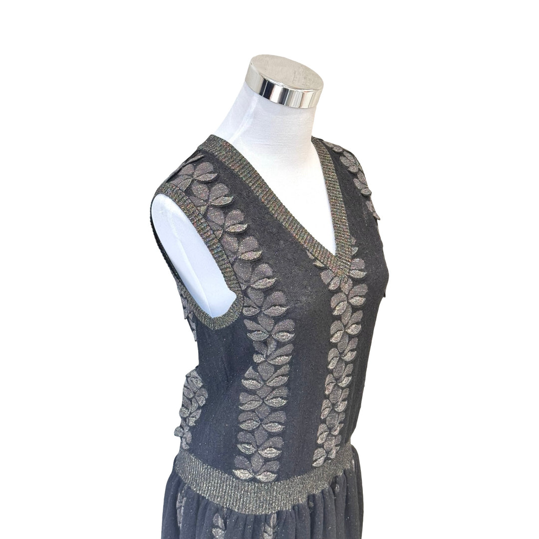 Chanel Black/Gold Sleeveless Knit Long Dress #38