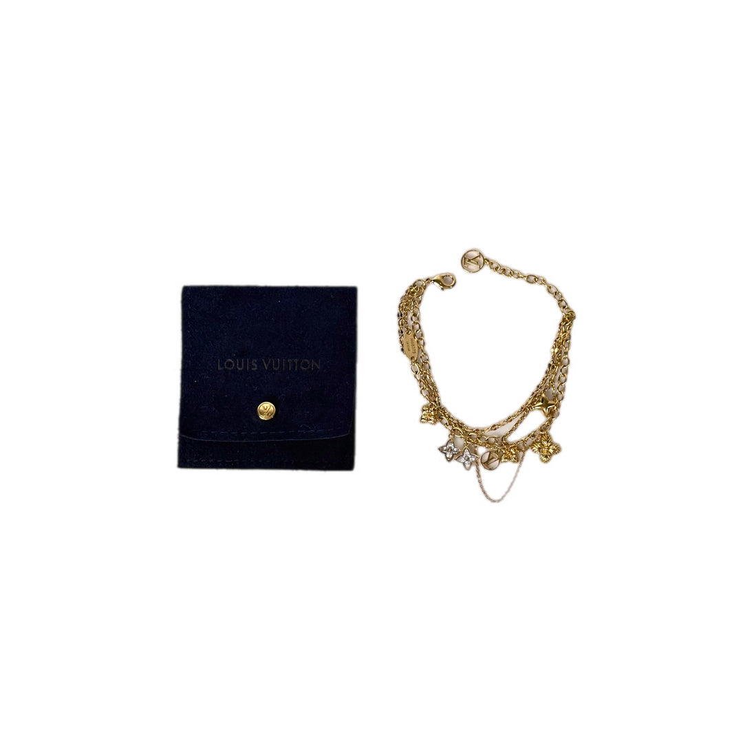 Louis Vuitton Blooming Bracelet in Gold Tone Strass