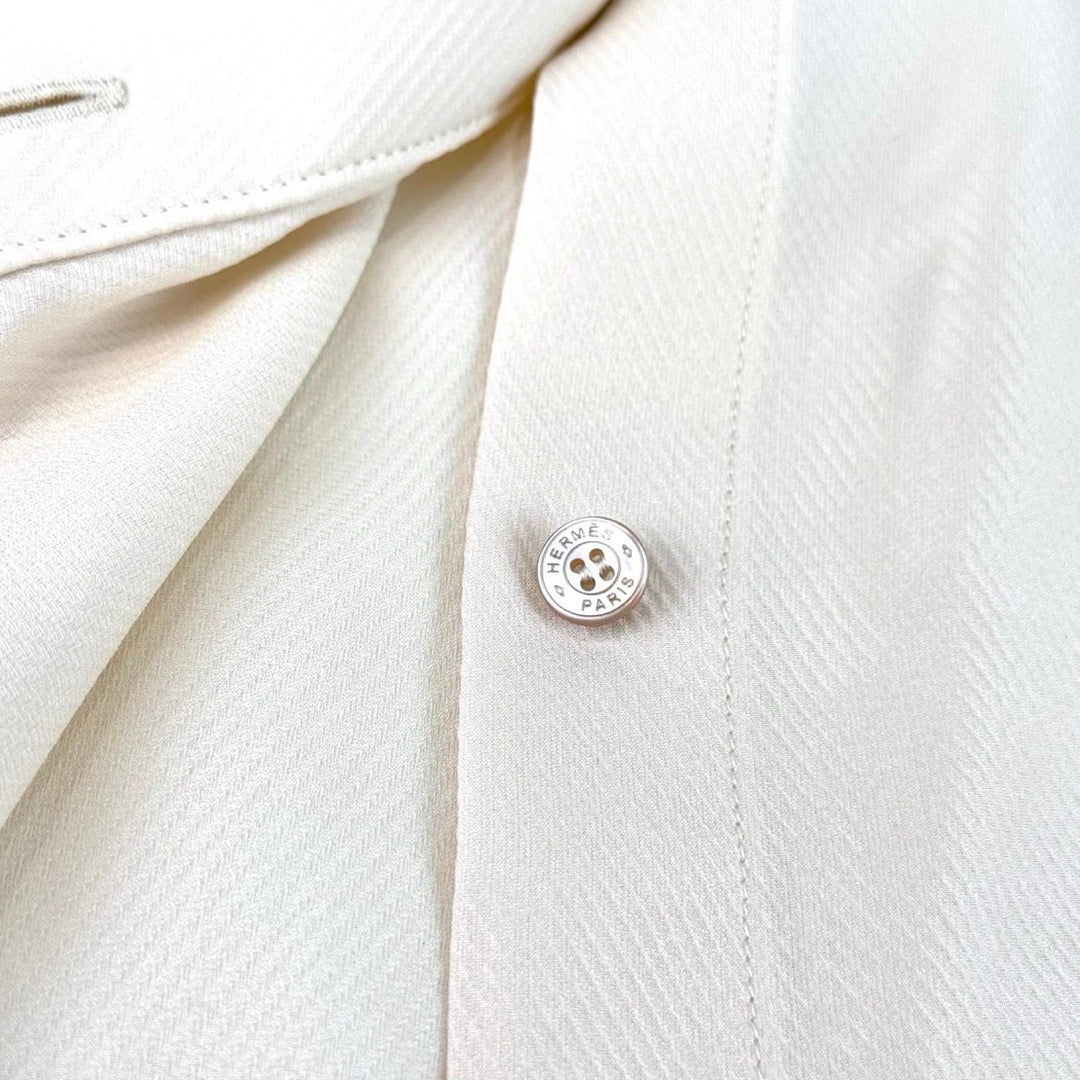 Hermes Beige Silk Shirt #40