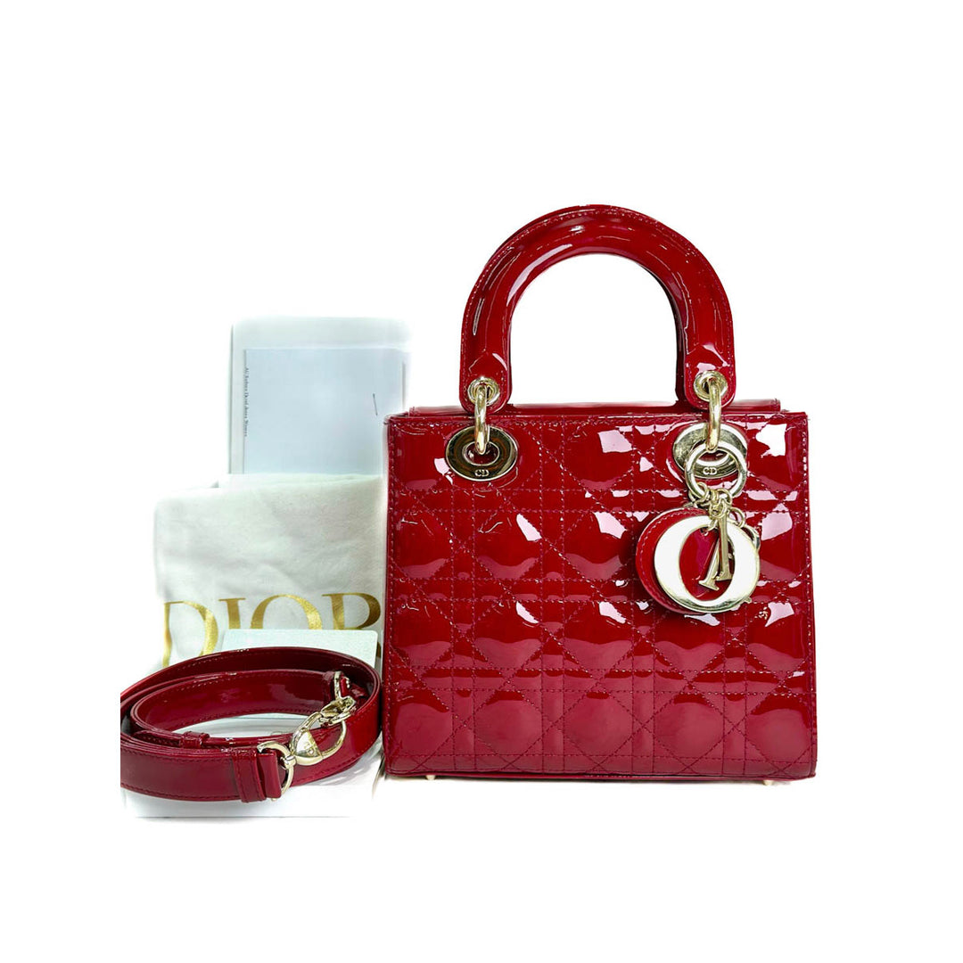 Dior Lady Small Red Patent Leather