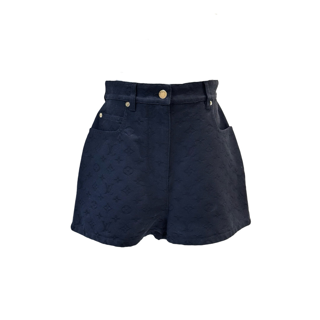 Louis Vuitton 2024 Monogram Jacquard Denim Shorts Black #38