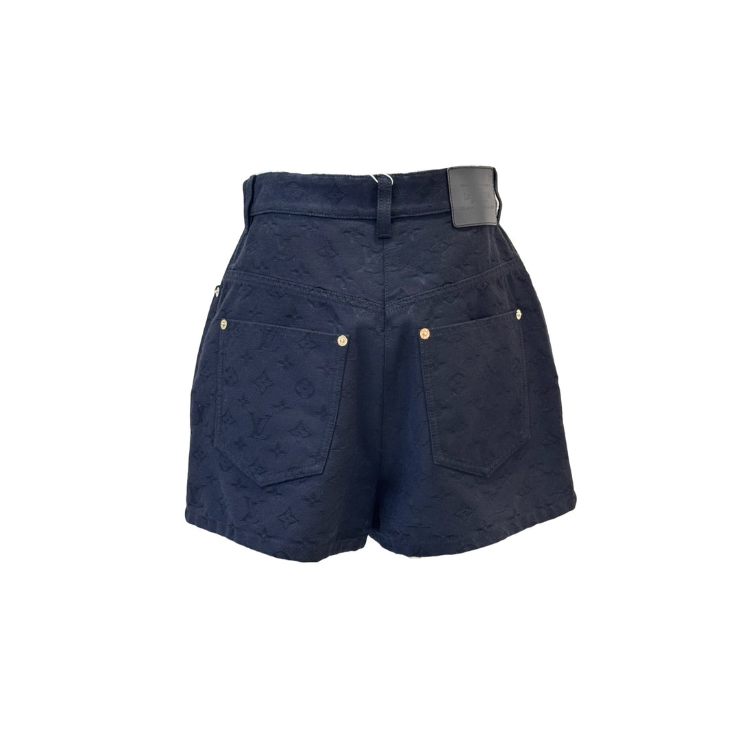 Louis Vuitton 2024 Monogram Jacquard Denim Shorts Black #38