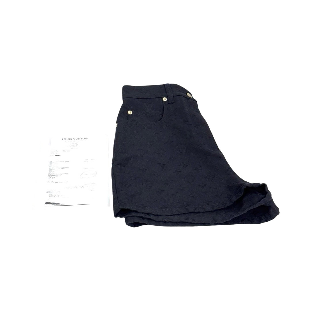 Louis Vuitton 2024 Monogram Jacquard Denim Shorts Black #38
