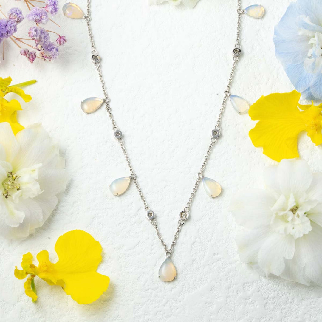 Australia Opal Diamond Necklace D3.87ct d0.07ct 18K