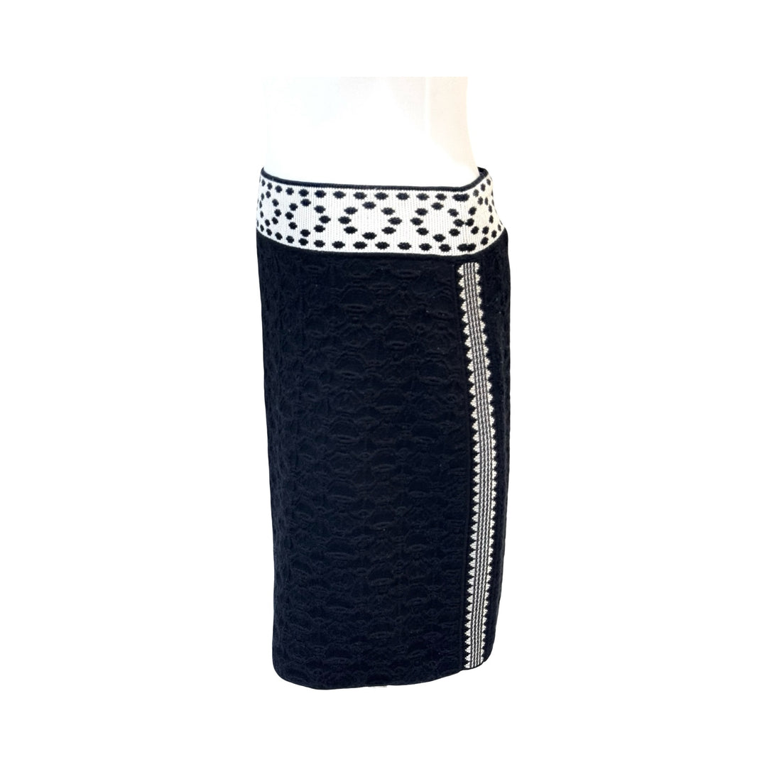 Hermes Black/White Cashmere Silk Skirt #38