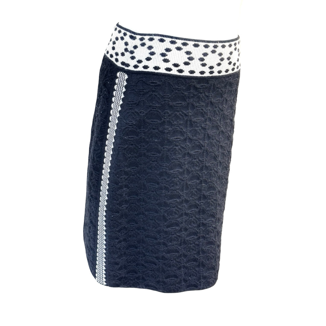 Hermes Black/White Cashmere Silk Skirt #38