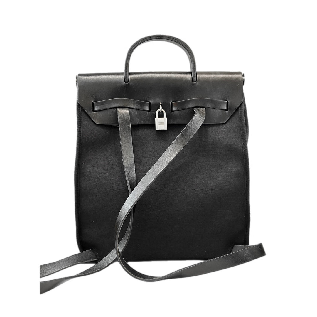 Hermes Toile Herbag GM Backpack Black