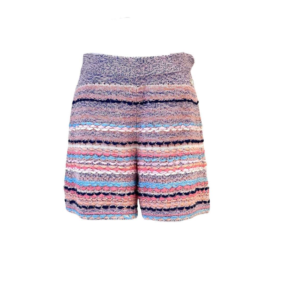 Chanel Pink Silk/Cotton Knitted Stripe Shorts #34