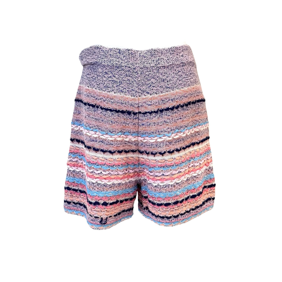 Chanel Pink Silk/Cotton Knitted Stripe Shorts #34