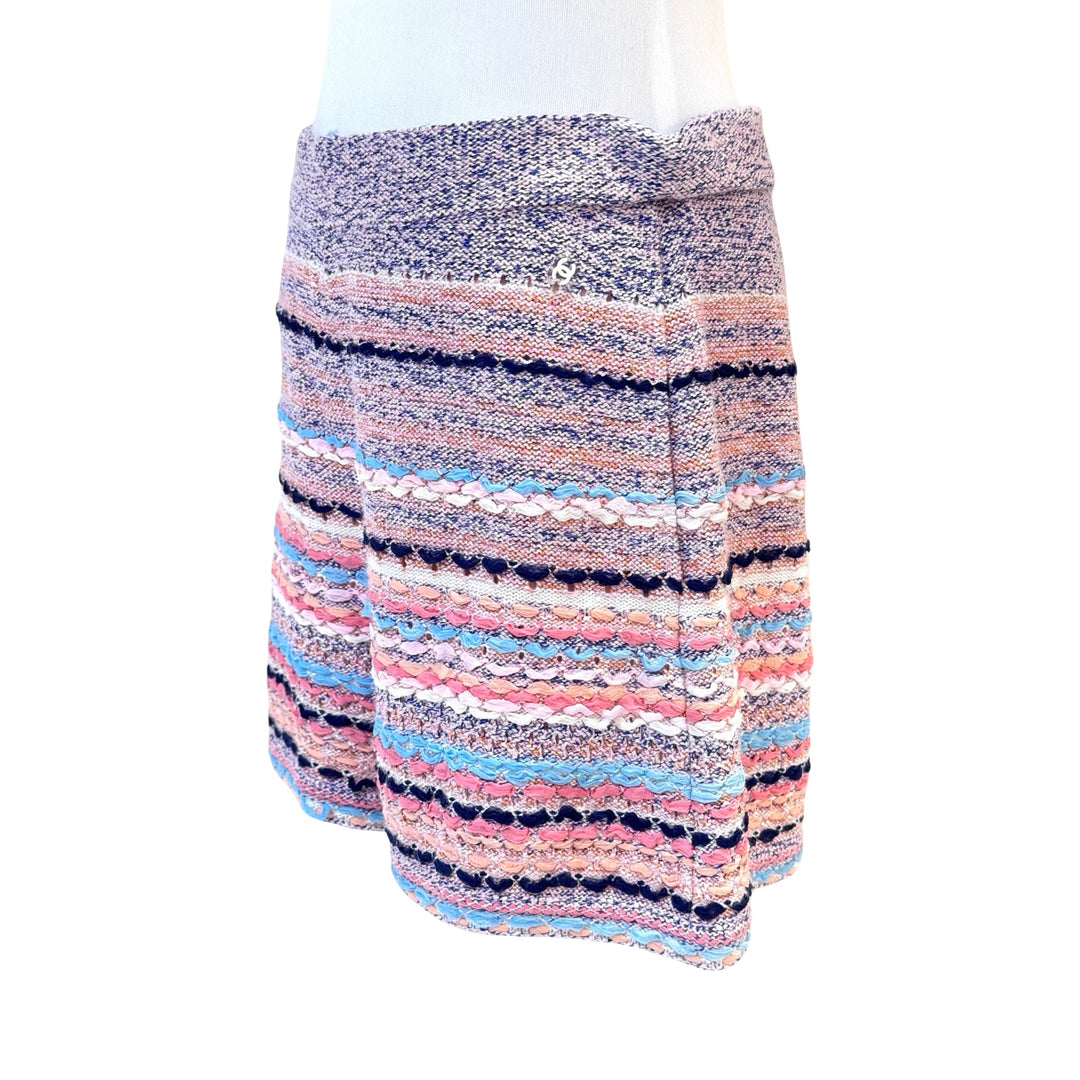 Chanel Pink Silk/Cotton Knitted Stripe Shorts #34