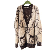Gucci Brown Mohair Reversible Monogram Cardigan #L