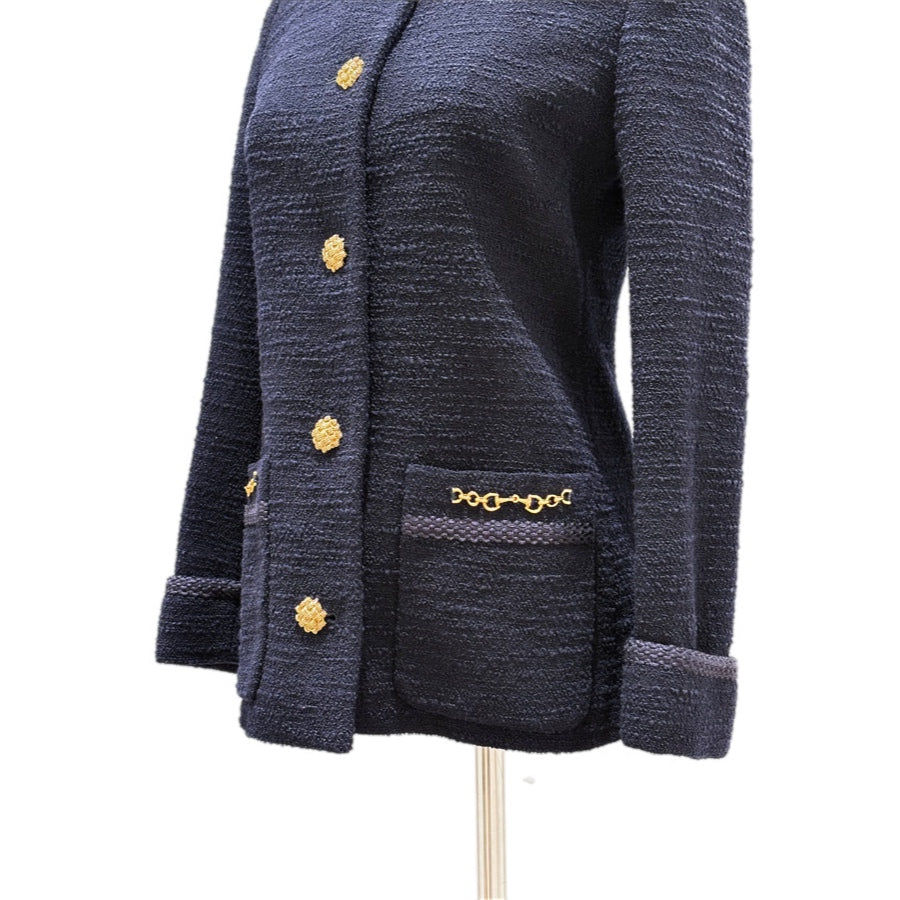 Gucci Navy Tweed Jacket with Gold Hardware #36