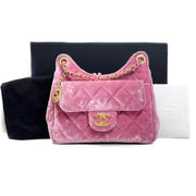 Chanel 23B Pink Velvet Small Hobo Bag - Jiaxyk