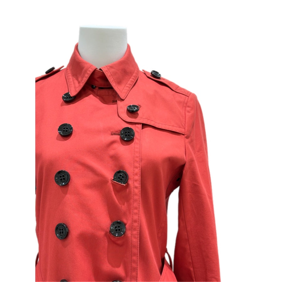 Burberry Red Long Trench Coat UK8