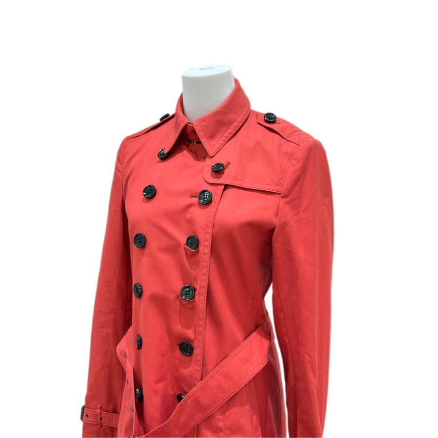 Burberry Red Long Trench Coat UK8