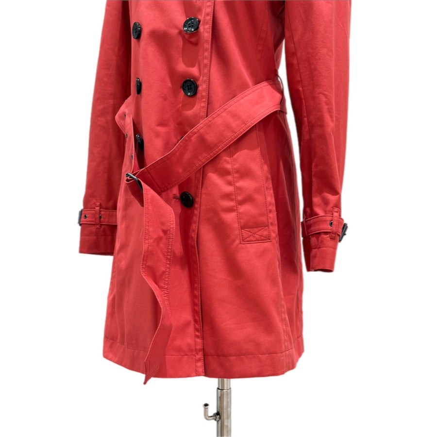 Burberry Red Long Trench Coat UK8