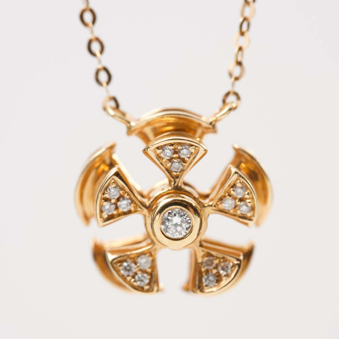 Natural White Diamond Rotatable Windmill Necklace D0.065ct,18K