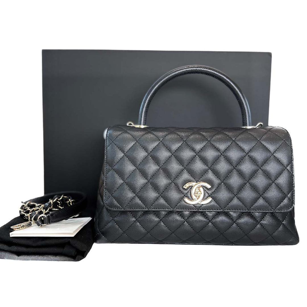 Chanel Coco Handle Medium Black Caviar Bag