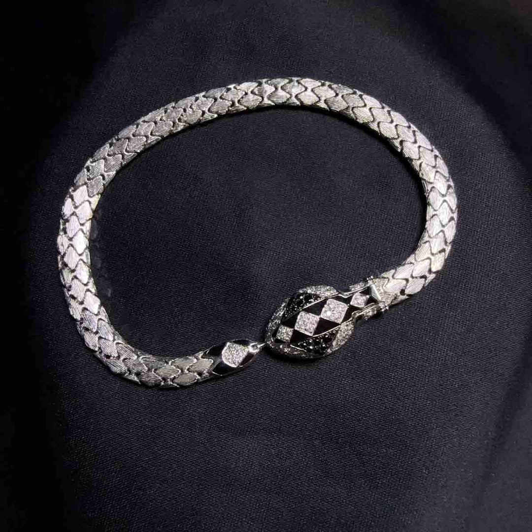 Natural Black Spinel Serpenti Bracelet 0.095ct, Diamond 0.39ct Pt950 Platinum