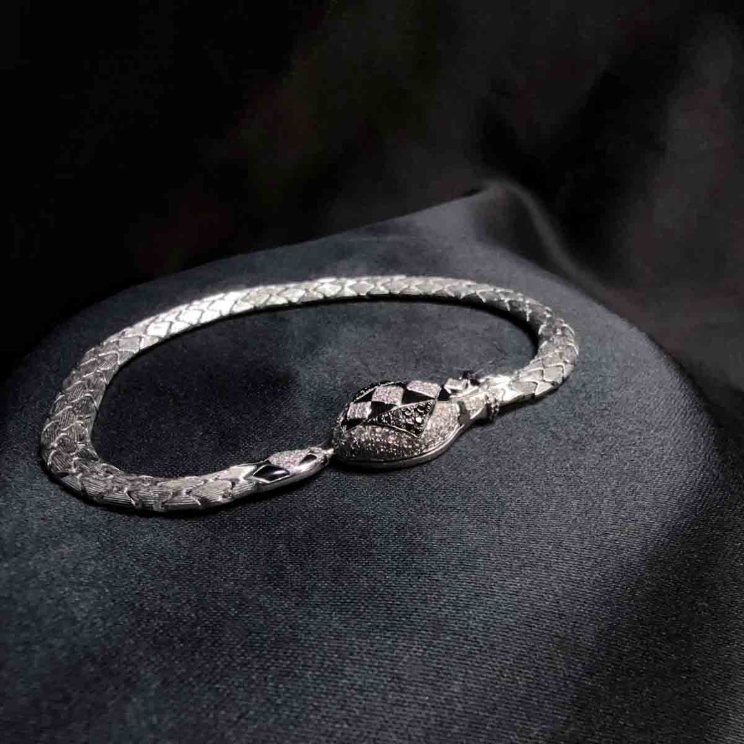 Natural Black Spinel Serpenti Bracelet 0.095ct, Diamond 0.39ct Pt950 Platinum