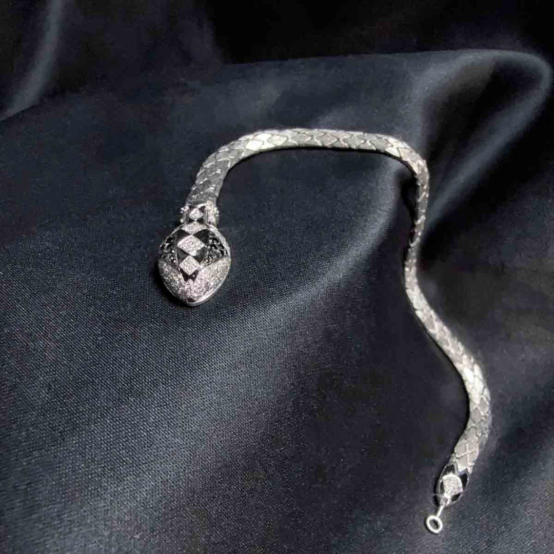 Natural Black Spinel Serpenti Bracelet 0.095ct, Diamond 0.39ct Pt950 Platinum