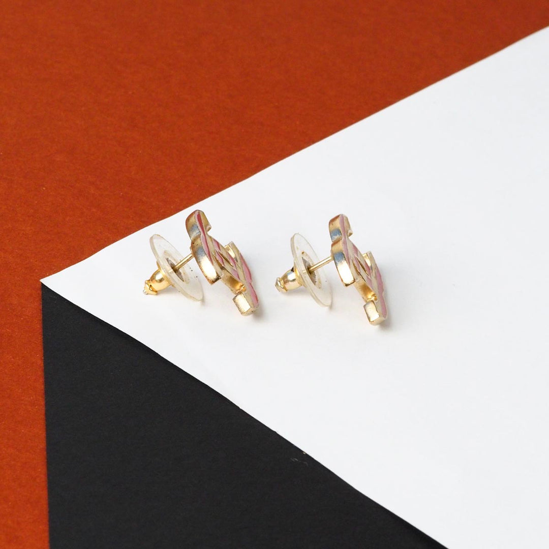 Chanel White and Pink CC Logo Earring