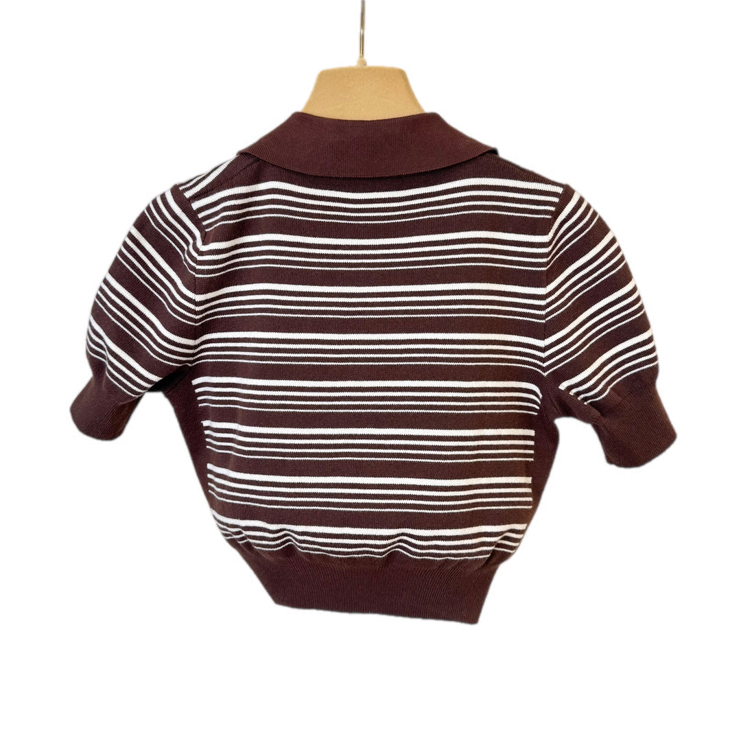 Miumiu Clothing Strip Cropped Polo Shirt #38