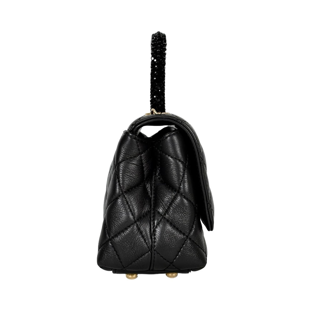 Chanel Crystal Quilted Black Mini Coco Handle Bag