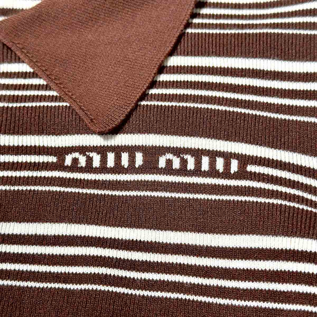 Miumiu Clothing Strip Cropped Polo Shirt #38