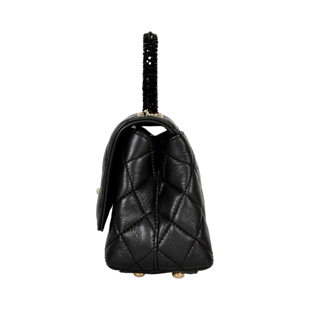Chanel Crystal Quilted Black Mini Coco Handle Bag