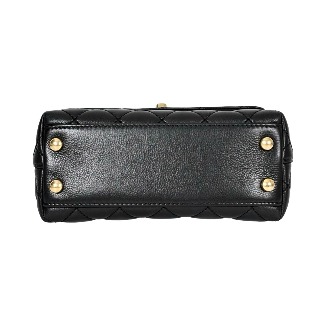 Chanel Crystal Quilted Black Mini Coco Handle Bag