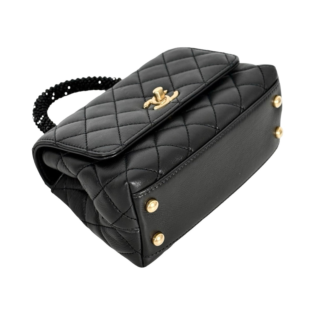 Chanel Crystal Quilted Black Mini Coco Handle Bag