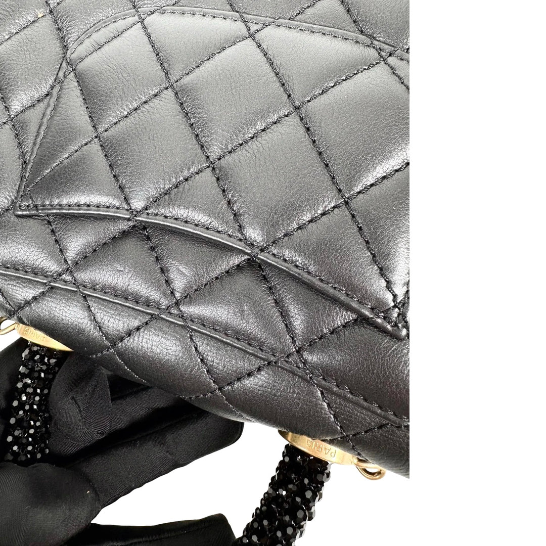 Chanel Crystal Quilted Black Mini Coco Handle Bag