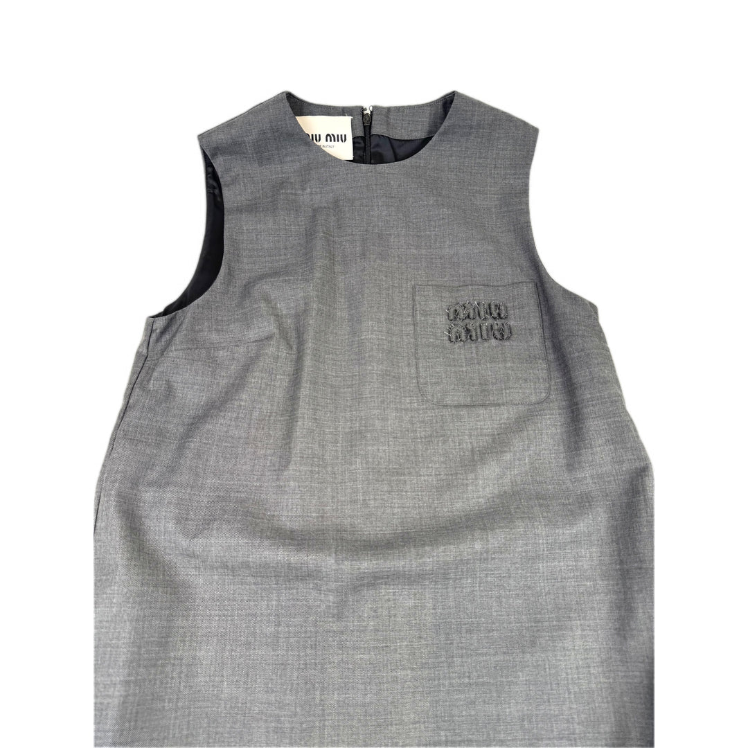Miumiu Clothing Sleeveless Grey Mini Dress #36