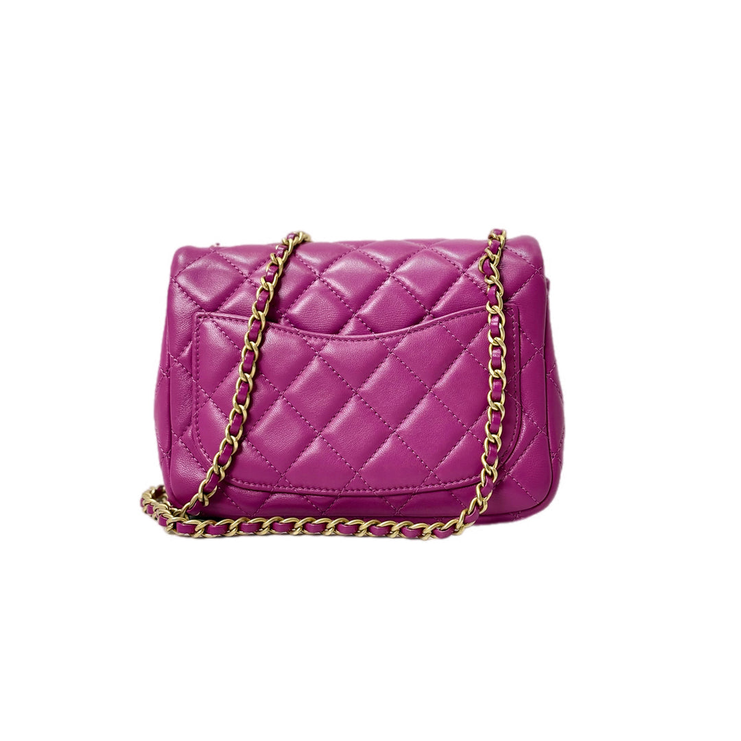 Chanel Classic Flap Mini Shoulder Crush Pearl Bag Purple