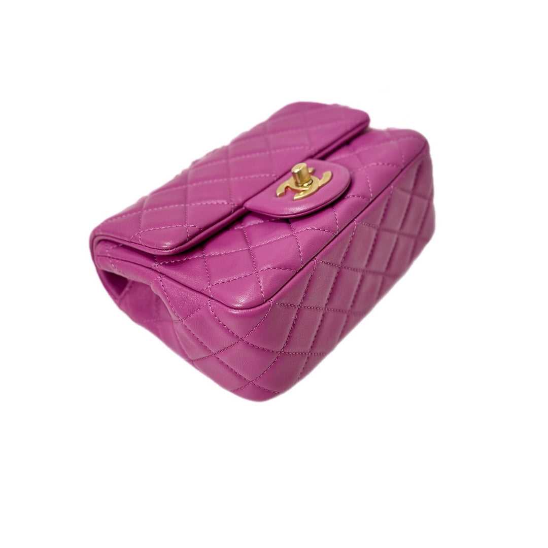 Chanel Classic Flap Mini Shoulder Crush Pearl Bag Purple