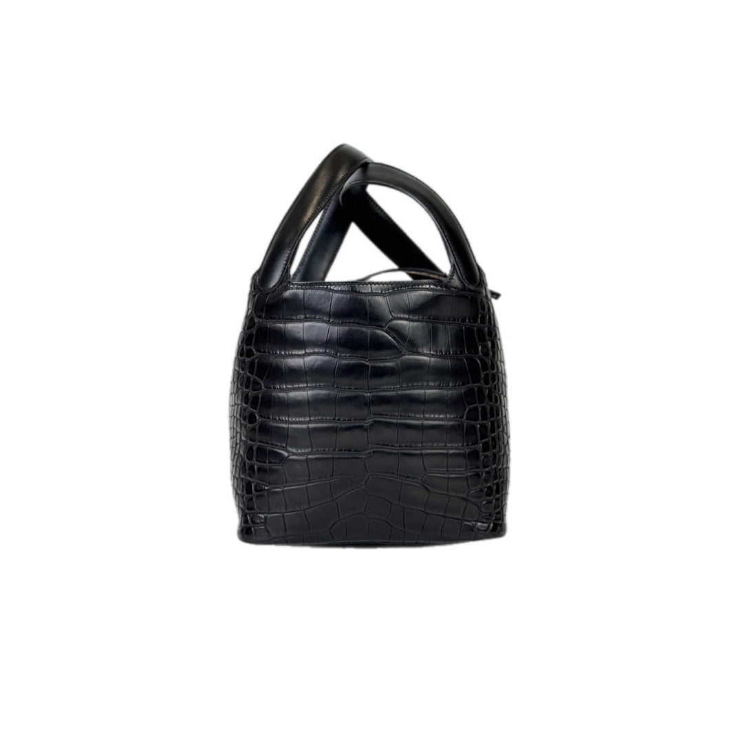 Hermes Picotin 18cm Bag Black Alligator Matt