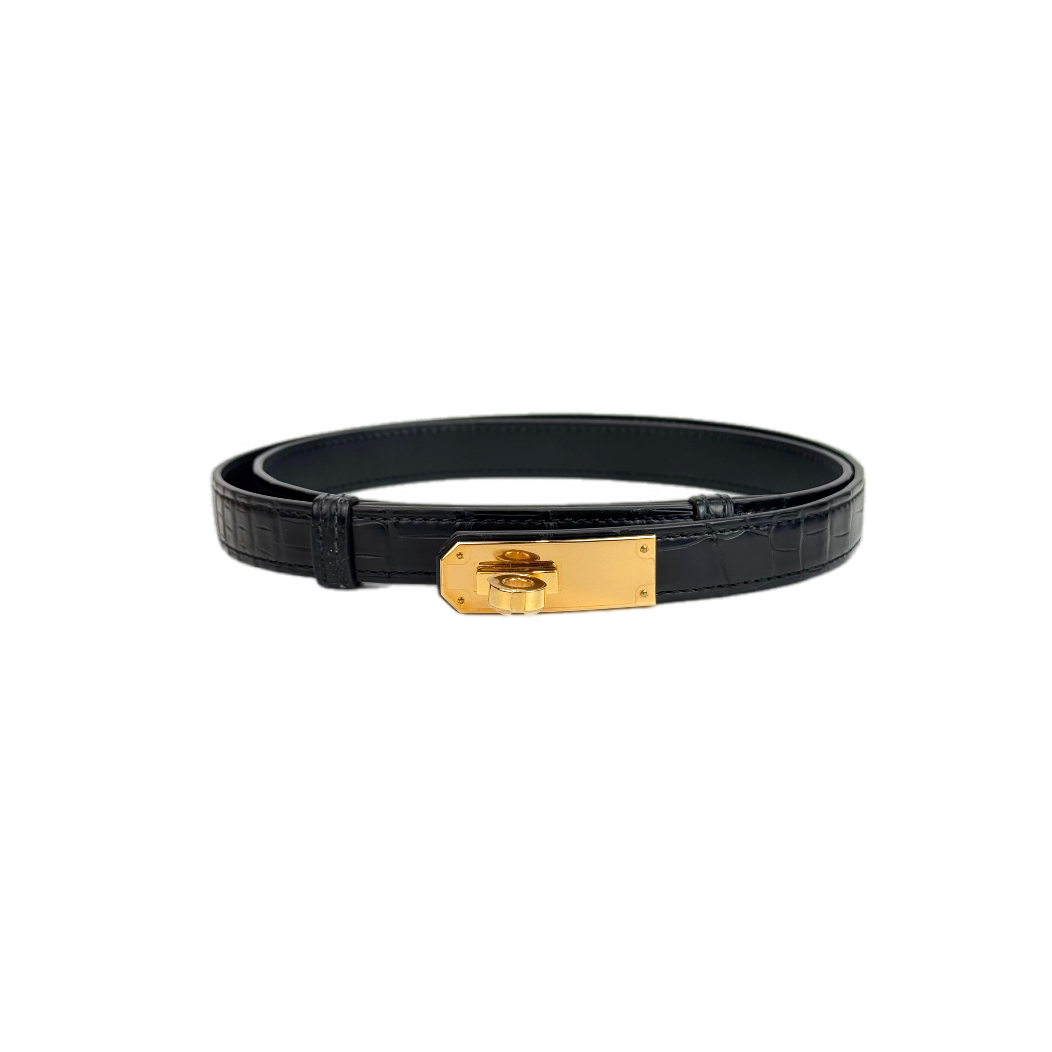 Hermes Kelly Alligator Mate Belt Black - Jiaxyk