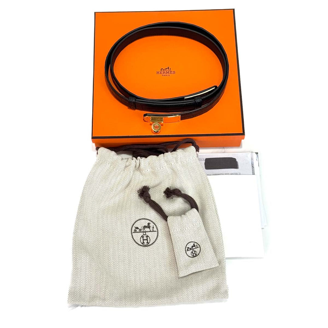Hermes Kelly Alligator Mate Belt Black - Jiaxyk