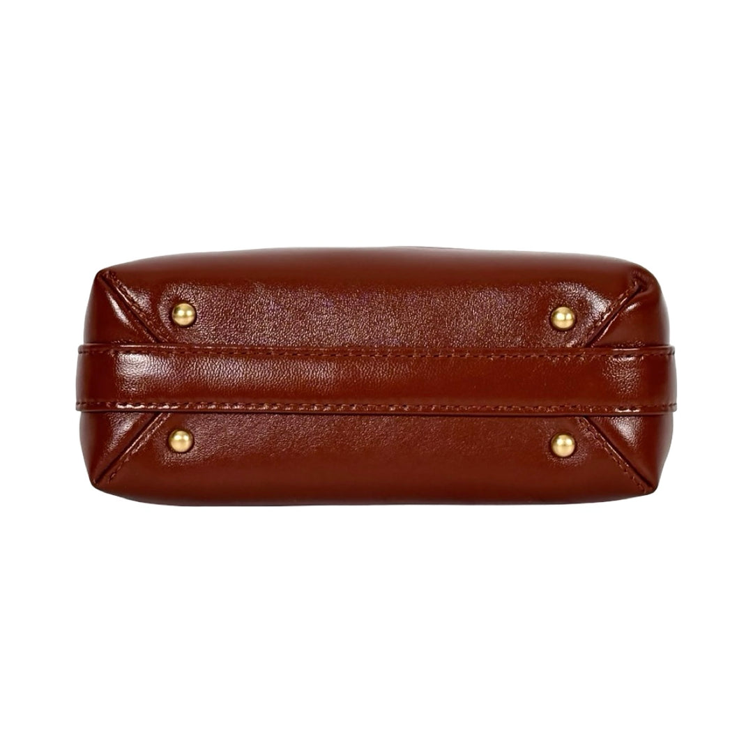 Chanel Shiny Lambskin Quilted Mini Cocodoc Top Handle Brown Bag