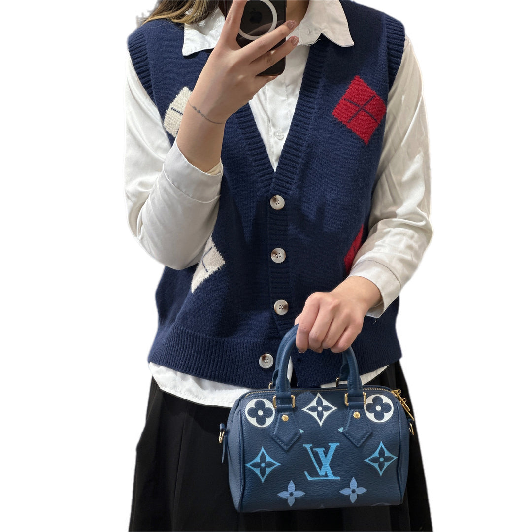 Louis Vuitton Monogram Blue Speedy 20