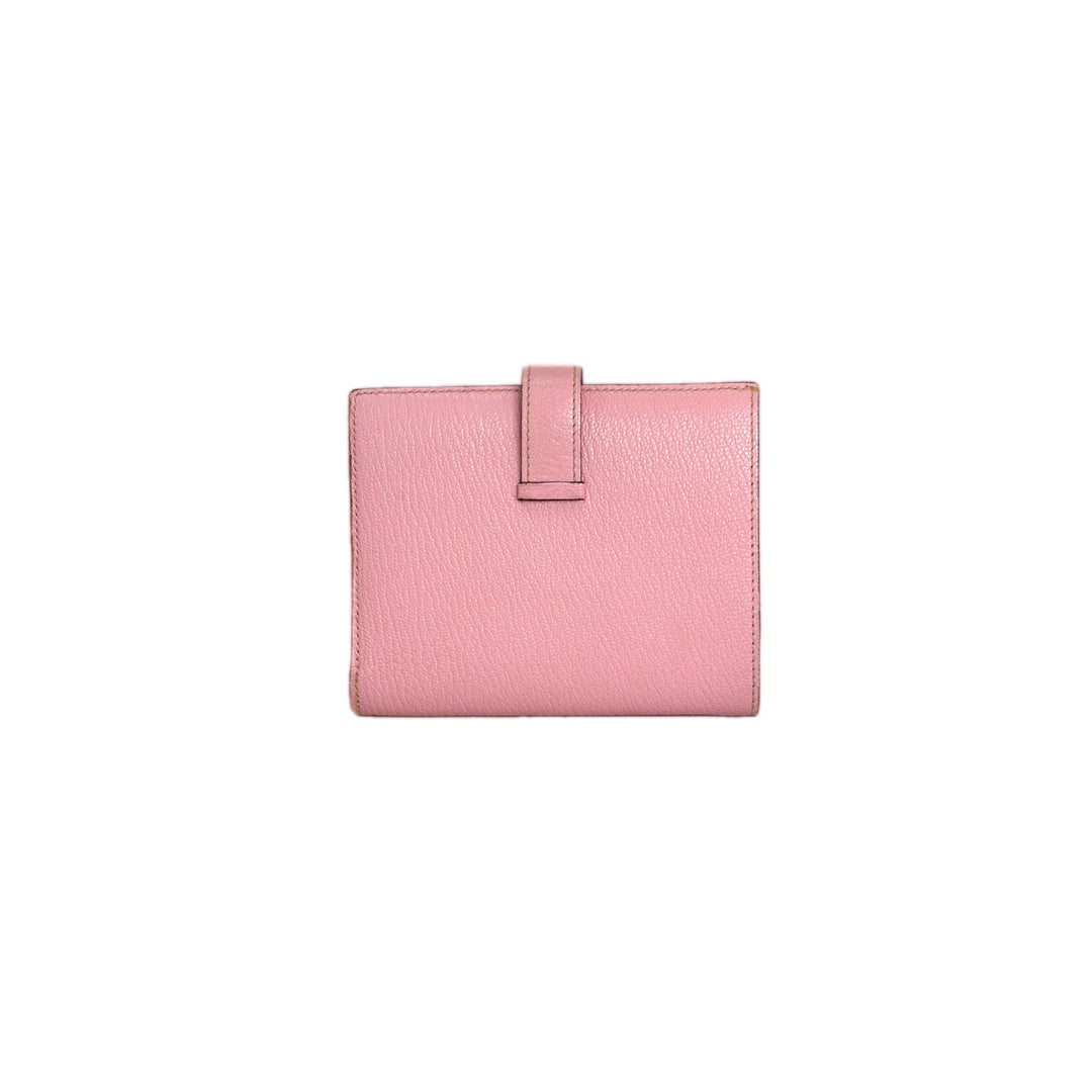Hermes Rose Sakura Bearn  Chevre Mysore Wallet