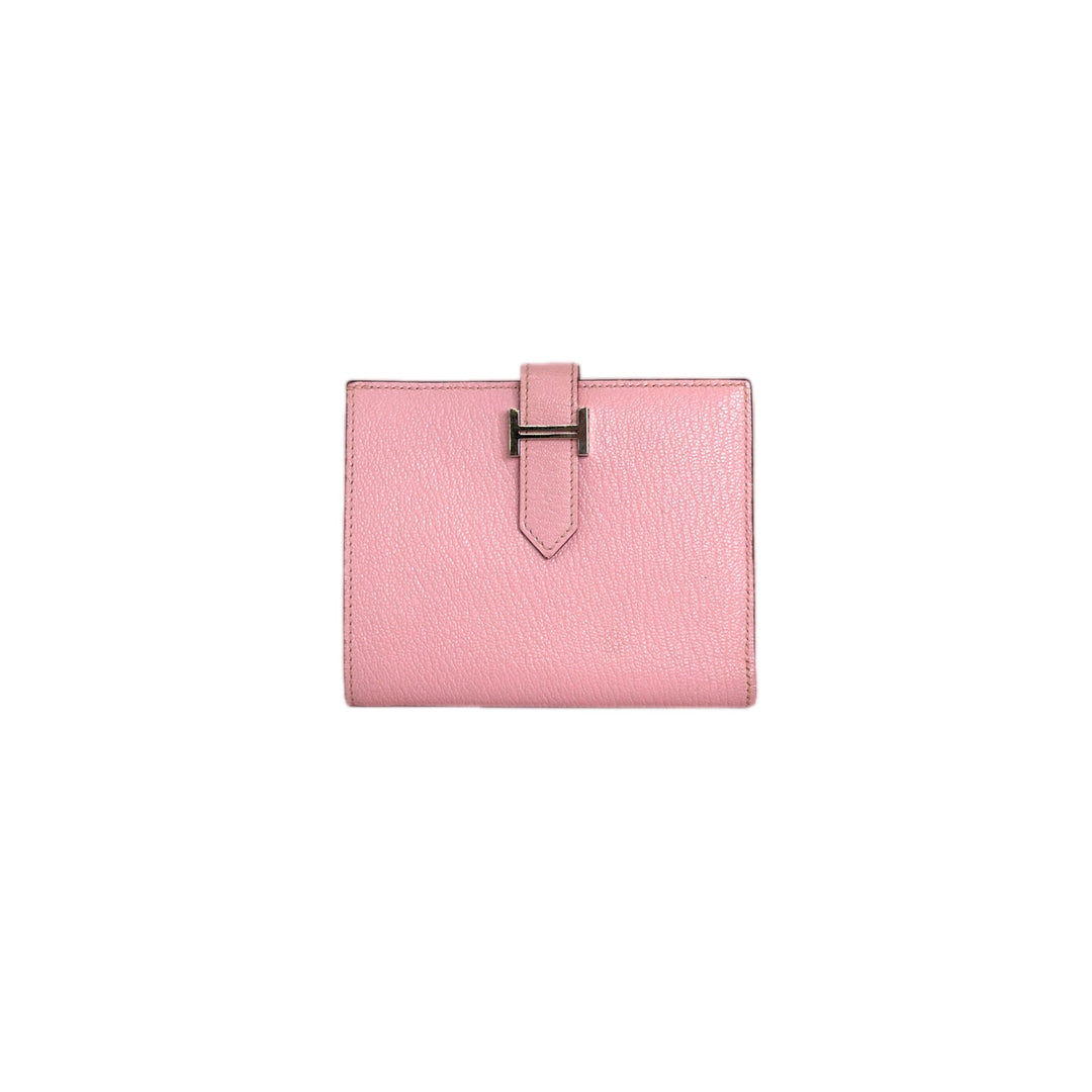 Hermes Rose Sakura Bearn  Chevre Mysore Wallet
