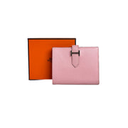 Hermes Rose Sakura Bearn  Chevre Mysore Wallet