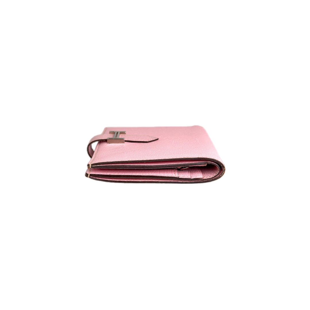 Hermes Rose Sakura Bearn  Chevre Mysore Wallet