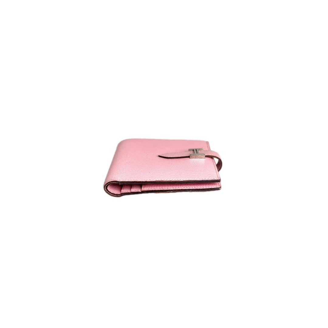 Hermes Rose Sakura Bearn  Chevre Mysore Wallet