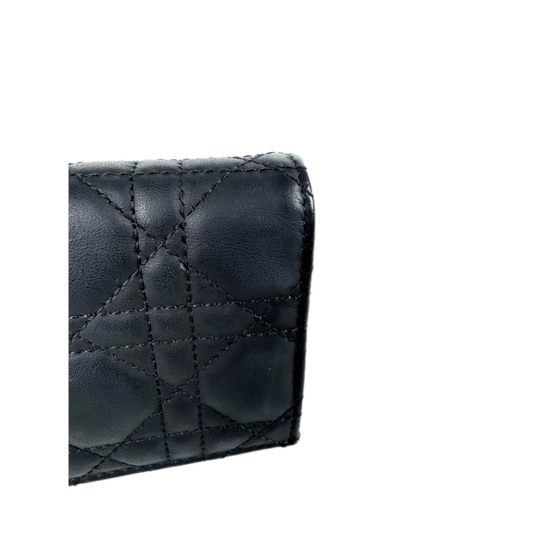 Dior Lady Dior Black Leather Wallet