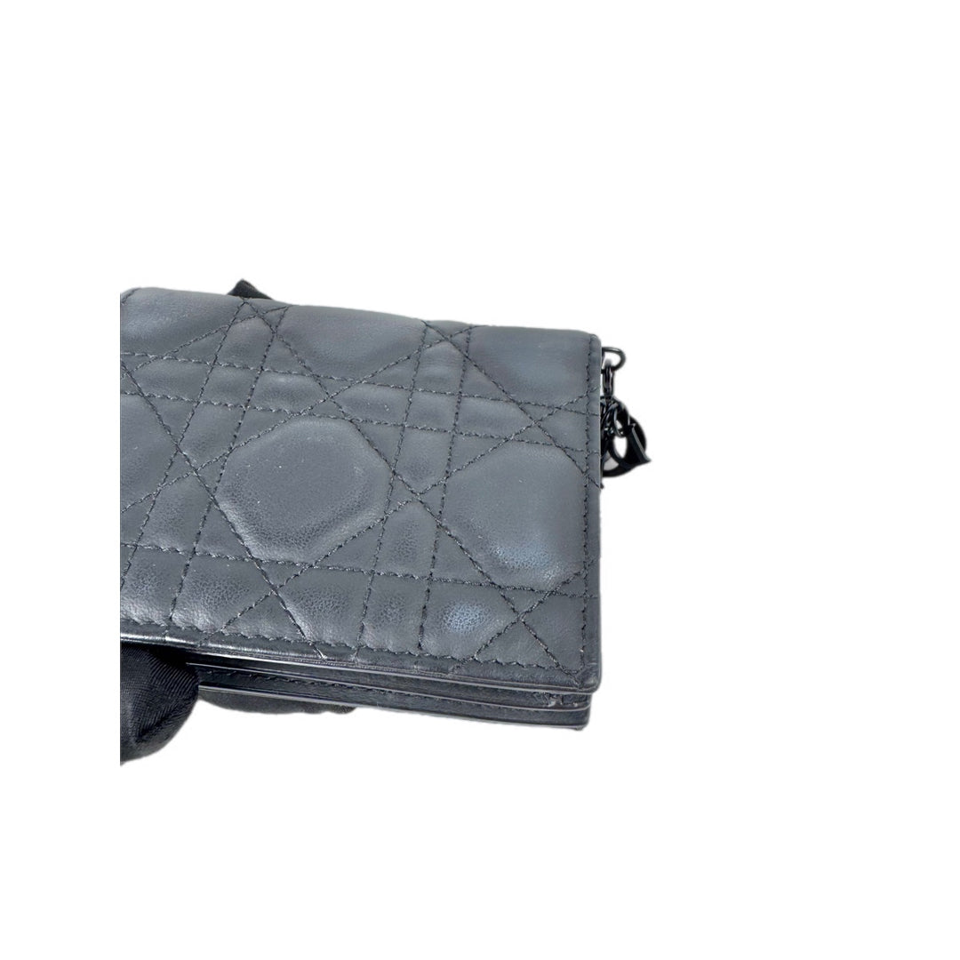 Dior Lady Dior Black Leather Wallet