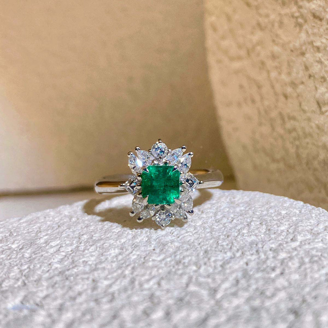 Emerald Ring D0.58 d0.52ct PT,Columbia Minor