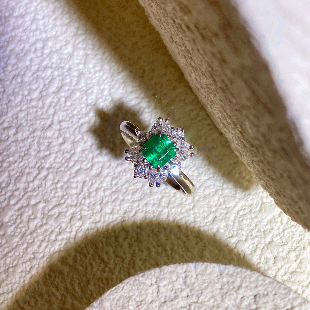 Emerald Ring D0.58 d0.52ct PT,Columbia Minor